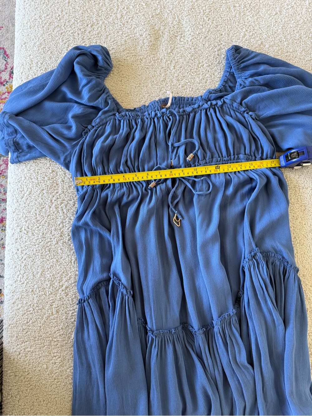 Free People blue boho tiered flowy peasant dress XL - Picture 12 of 13